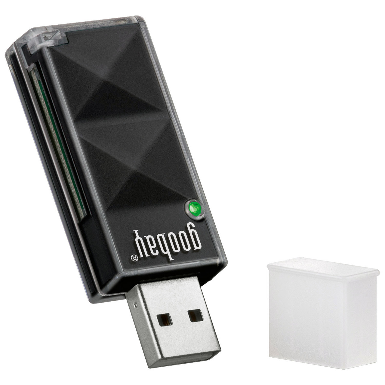 goobay USB-2-0-Kartenleser- SD--SDHC--SDXC- und microSD-Speicherkarten- schwarz