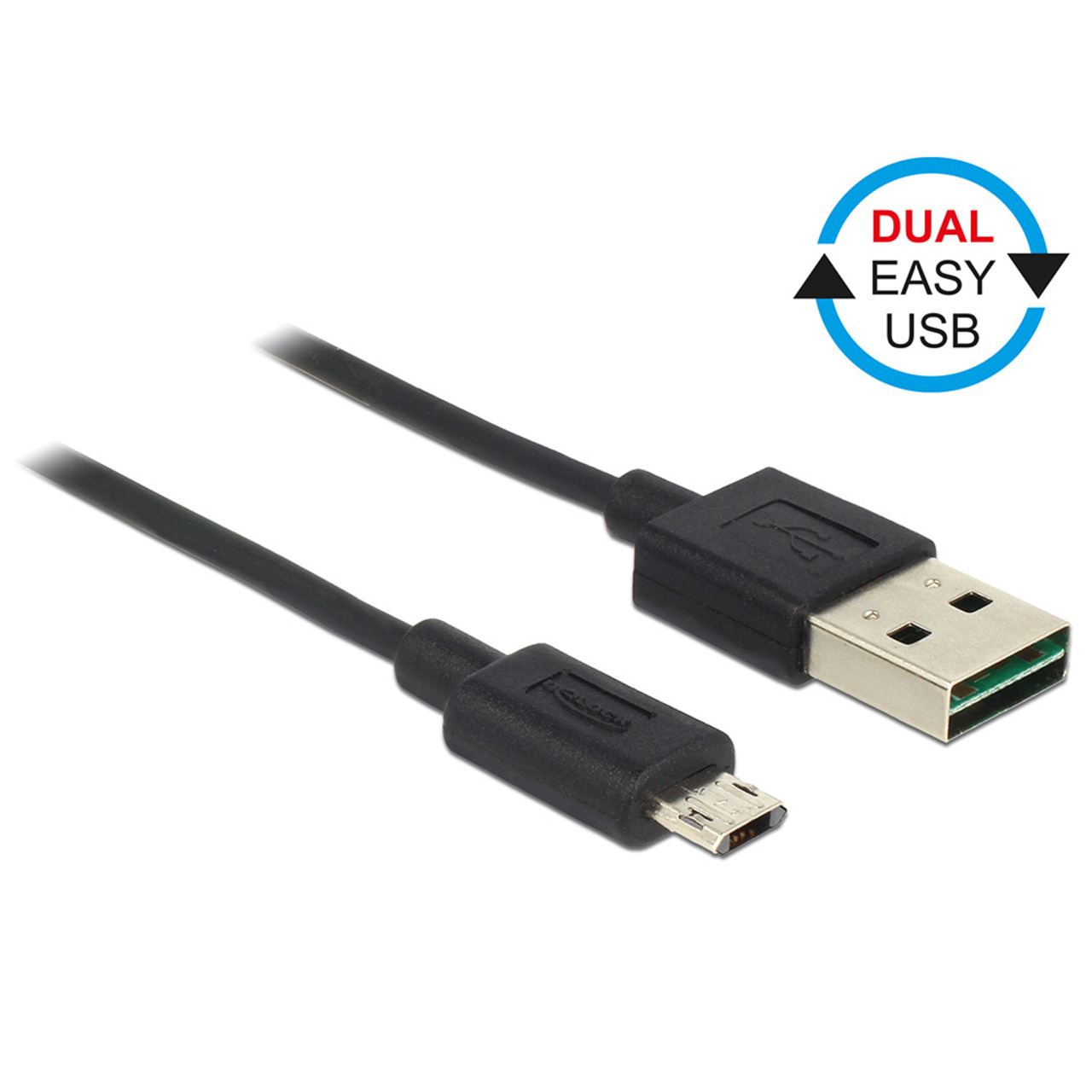 Delock USB 2-0 EASY-Kabel- USB-Stecker (Typ A) auf Micro-USB-Stecker (Typ B) (EASY)- schwarz- 0-5 m