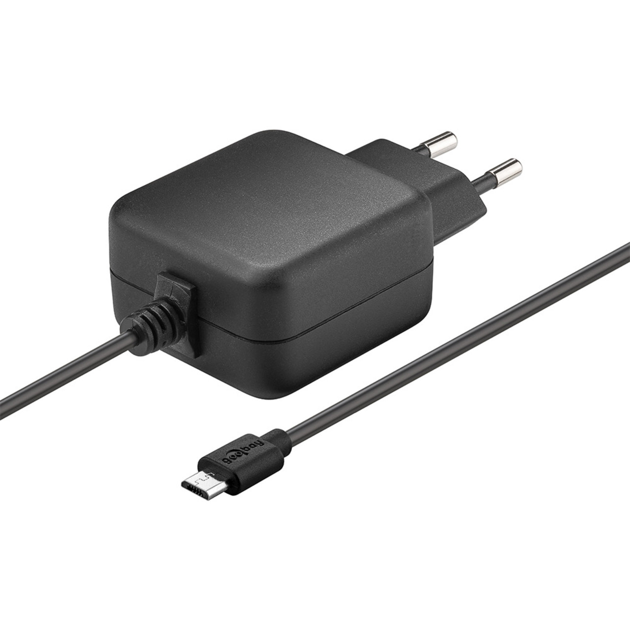 goobay Micro-USB-Netzteil (5 V-3 A) für Raspberry Pi 1- 2- 3 (Raspberry Pi 4 mit Typ-C-Adapter)
