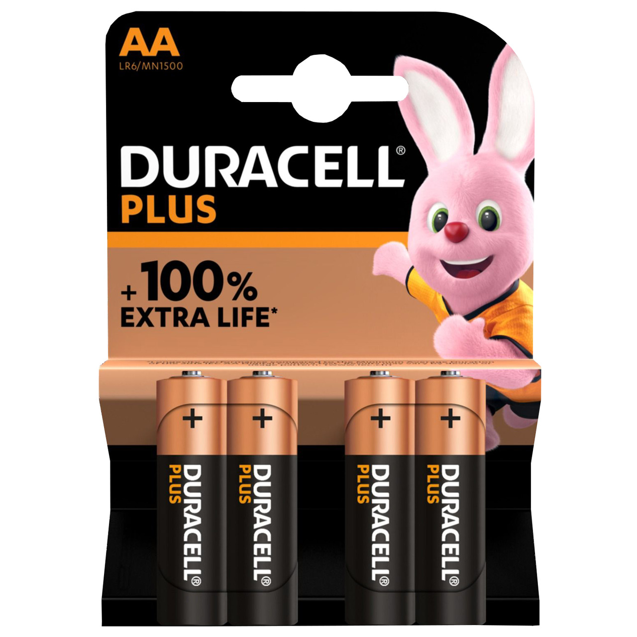 Duracell Plus Alkaline-Batterie AA-Mignon-LR6- 1-5 V- 4er-Pack