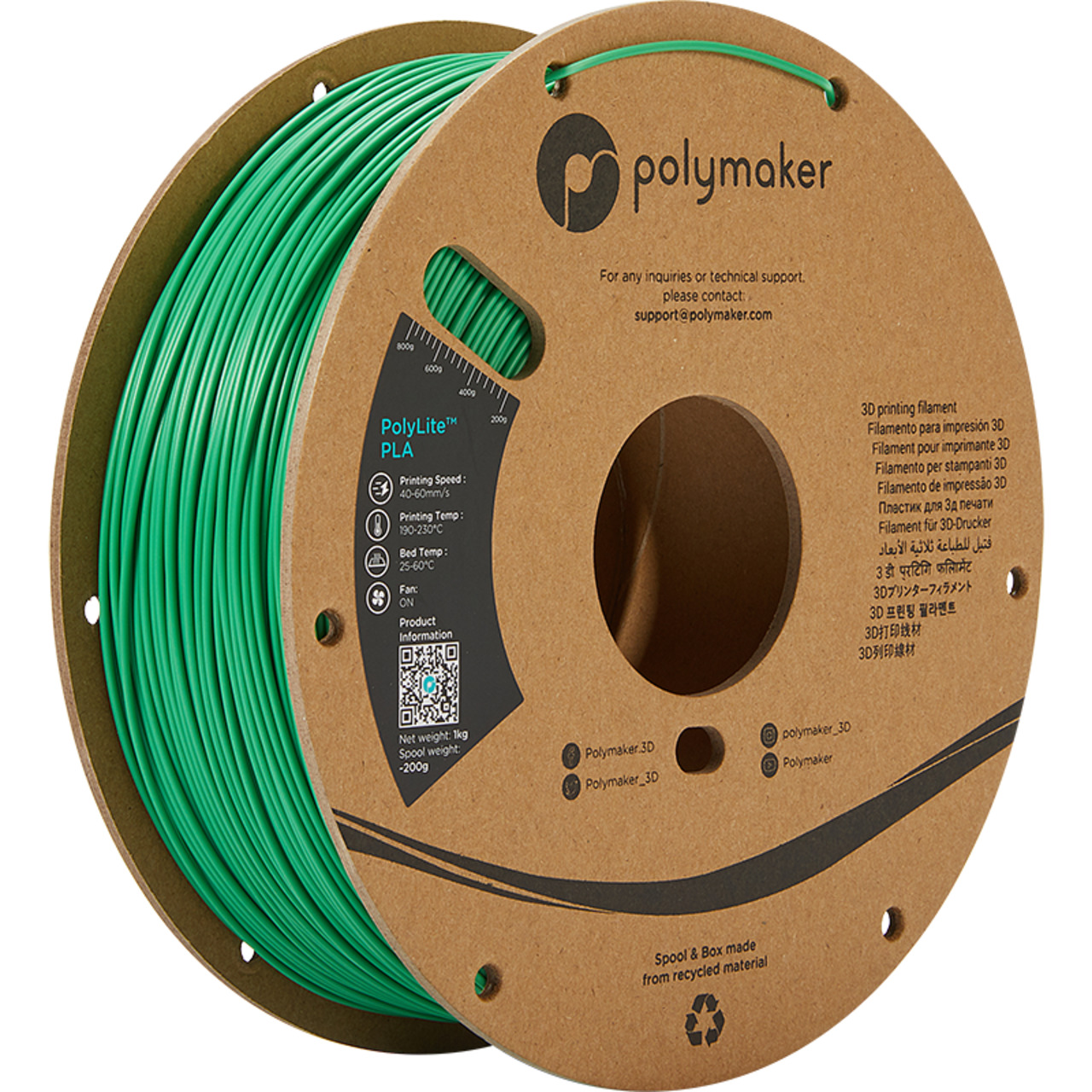 Polymaker PLA-Filament PolyLite- grün- 1-75 mm- 1 kg
