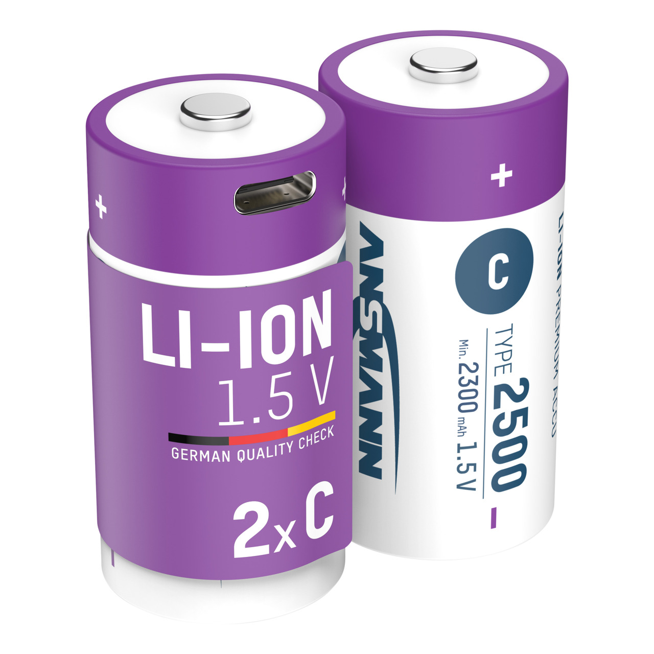 Ansmann Li-Ion Akku Baby C 2er-Set mit USB-C-Ladebuchse- 1-5 V- 2300 mAh unter Stromversorgung