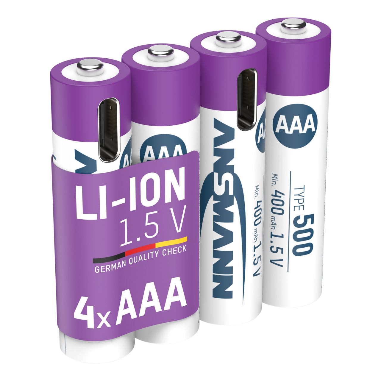 Ansmann Li-Ion Akku Micro-AAA 4er-Set mit USB-C-Ladebuchse- 1-5 V- 400 mAh unter Stromversorgung
