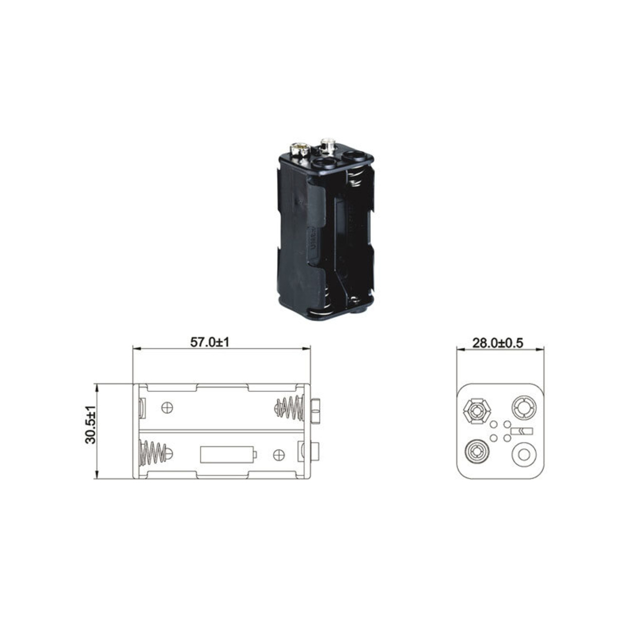 Batteriehalter für 4 x Mignon Batterie mit Druckknopf-Anschluss unter Stromversorgung