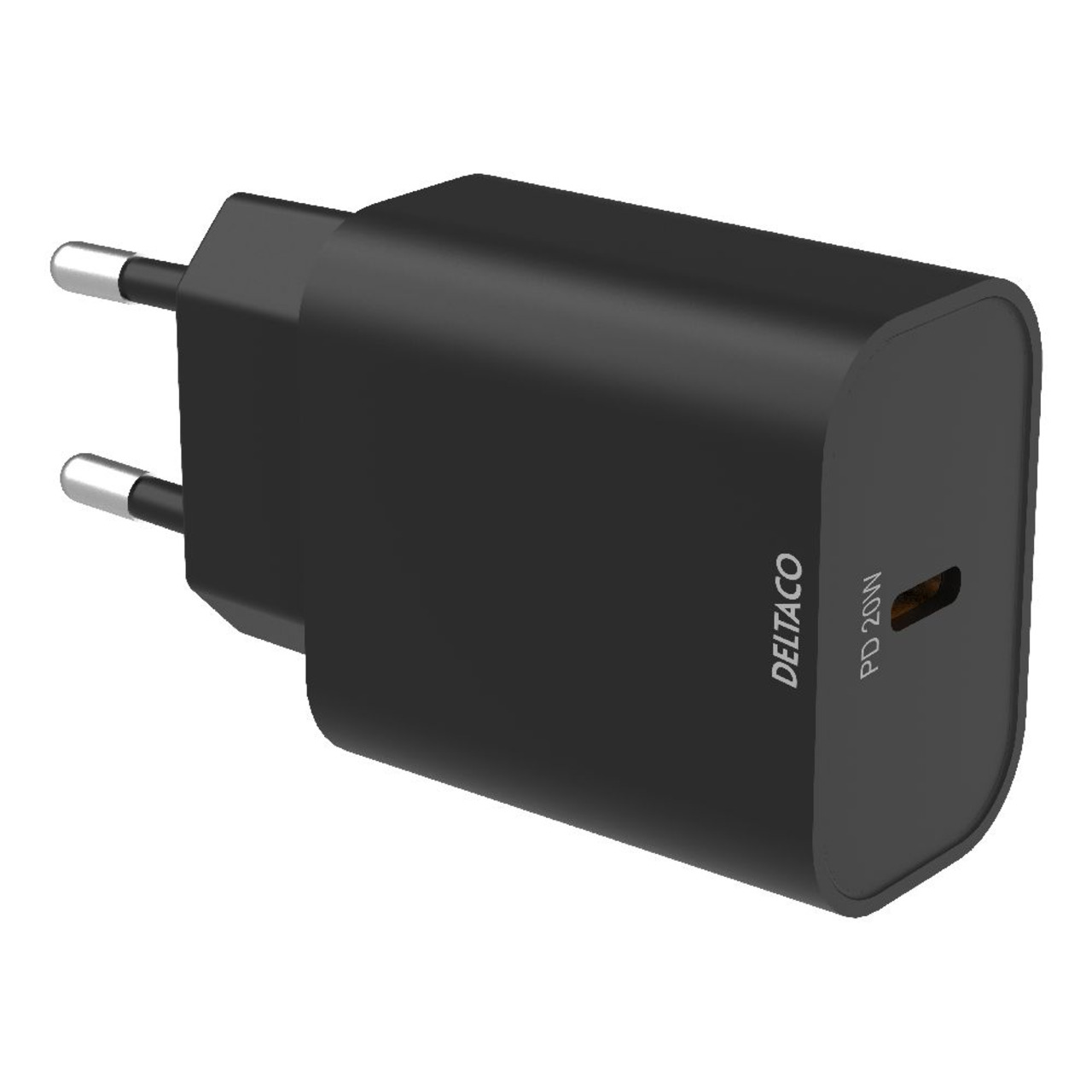 Deltaco USB-C-Schnell-Ladeger鋞 USBC-AC143- 20 W mit Power Delivery