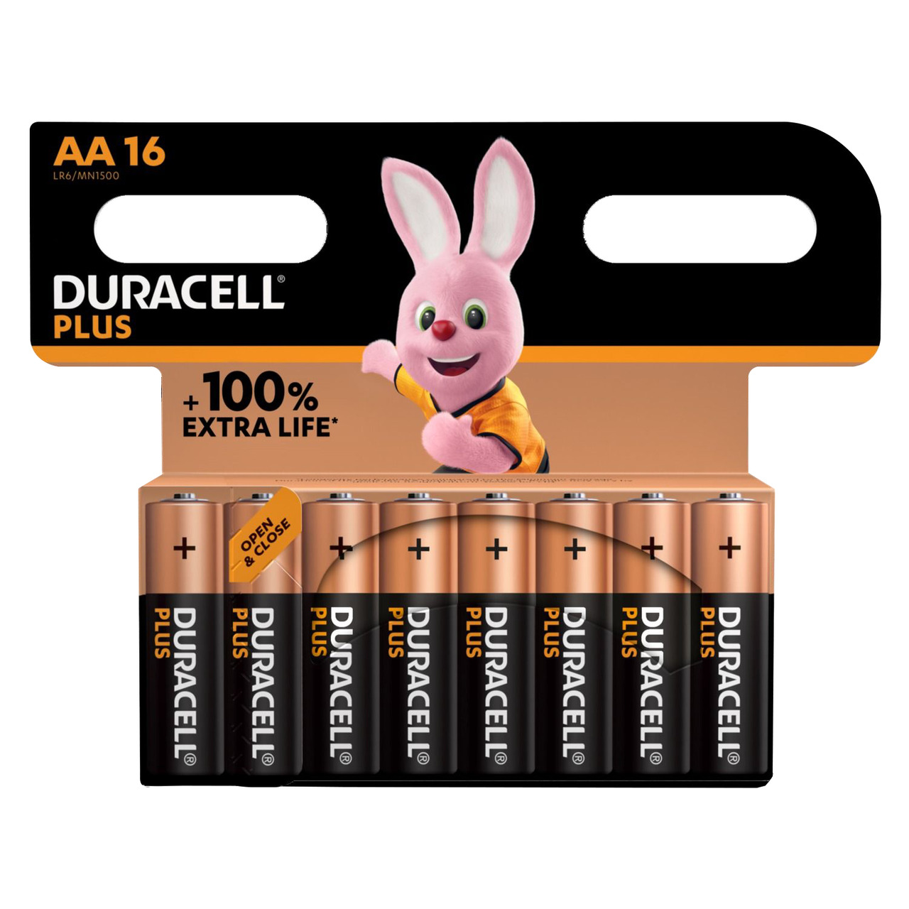 Duracell Plus Alkaline-Batterie AA-Mignon-LR6- 1-5 V- 16er-Pack