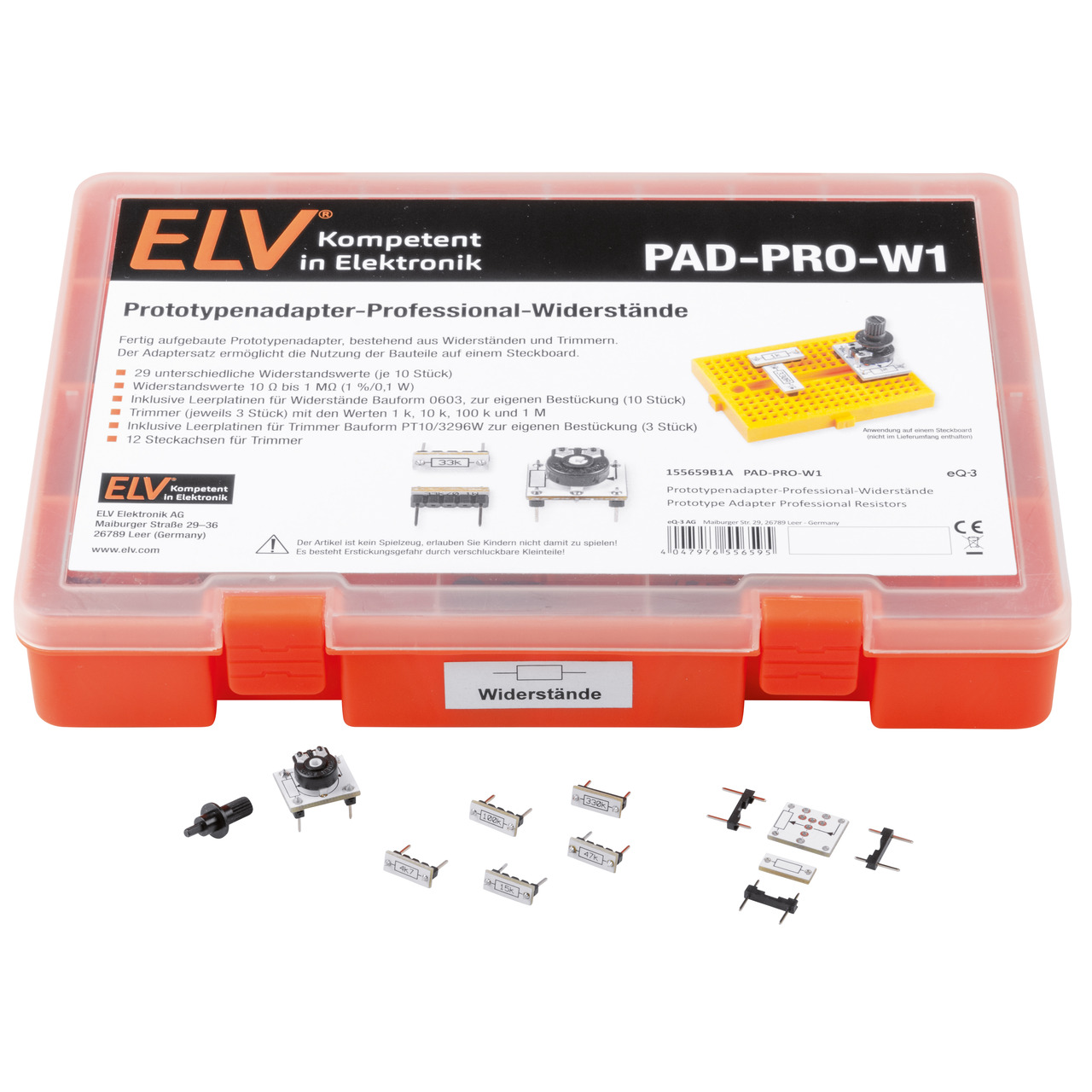 ELV Aufbewahrungsbox mit Widerständen und Trimmer PAD-PRO-W1- 315 Teile 