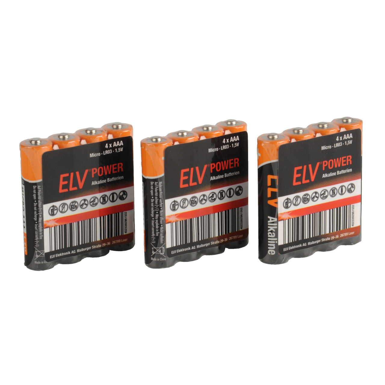 ELV POWER Alkaline Batterie Micro AAA- 12 Stück