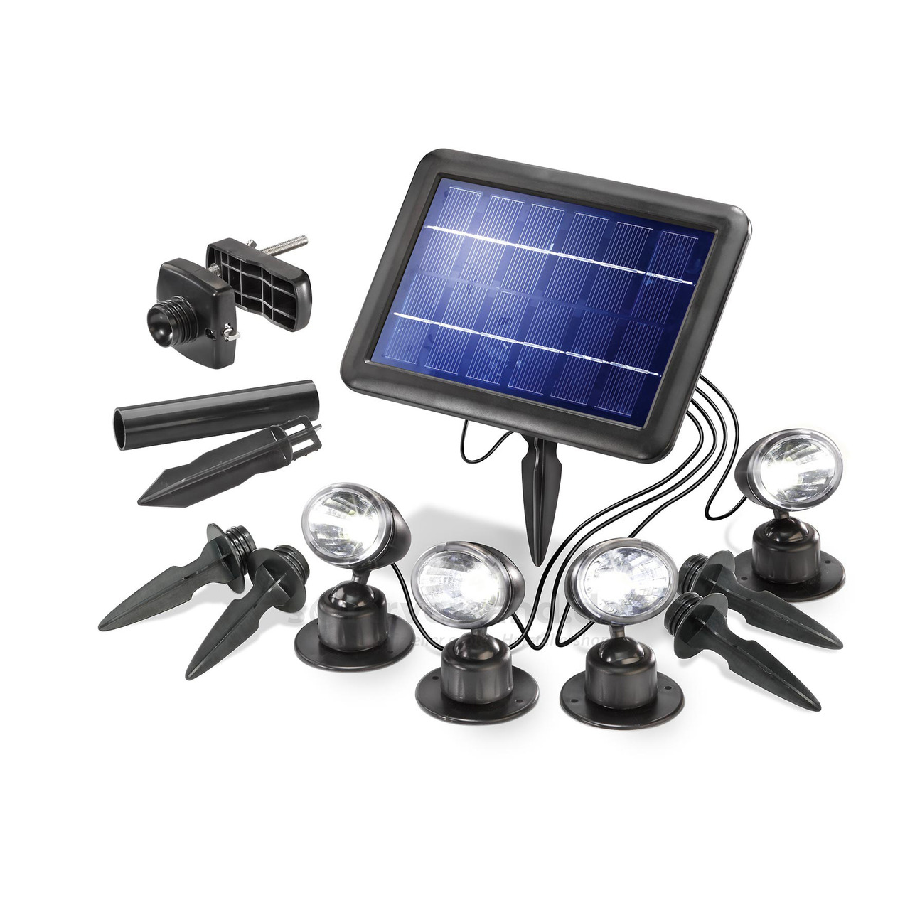esotec Solar-LED-Beleuchtungs-Set Solarspot Quattro Power- IP44