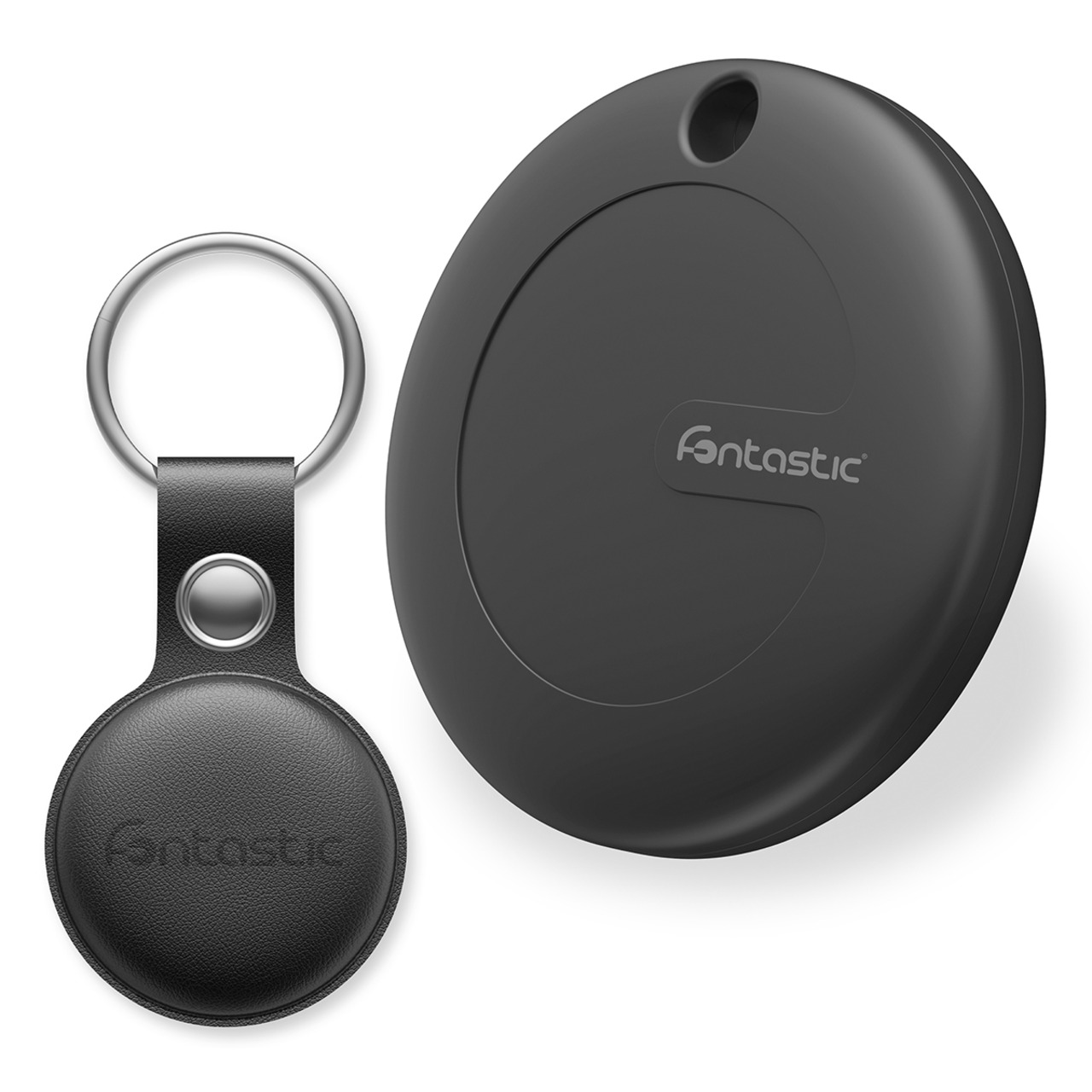 Fontastic Bluetooth-Tracker FonTag- schwarz- kompatibel mit Apple Wo ist- BT 5-2- mit Schutzhülle