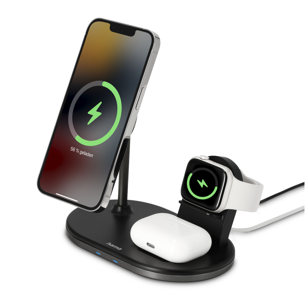 Hama 3-in-1 Induktions-Ladeger鋞 MagCharge Multi f黵 iPhone- AirPods und Apple Watch