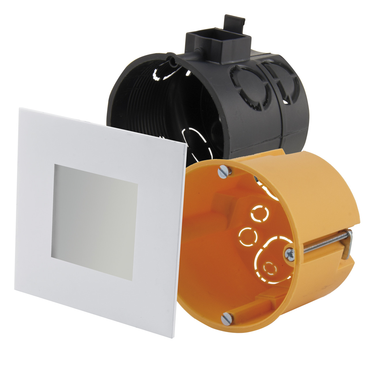 HEITRONIC 2-6-W-LED-Einbaupanel Nizza- passt in Schalter- und Hohlwanddosen- eckig- weiss- IP20