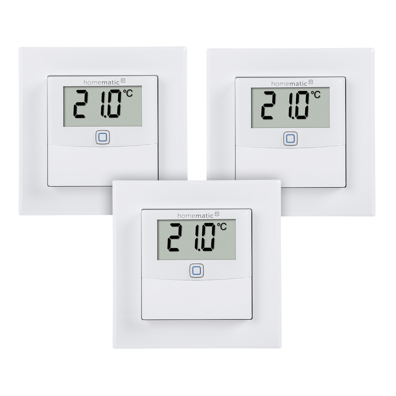Homematic IP Smart Home 3er-Set Temperatur- und Luftfeuchtigkeitssensor HmIP-STHD mit Display- innen