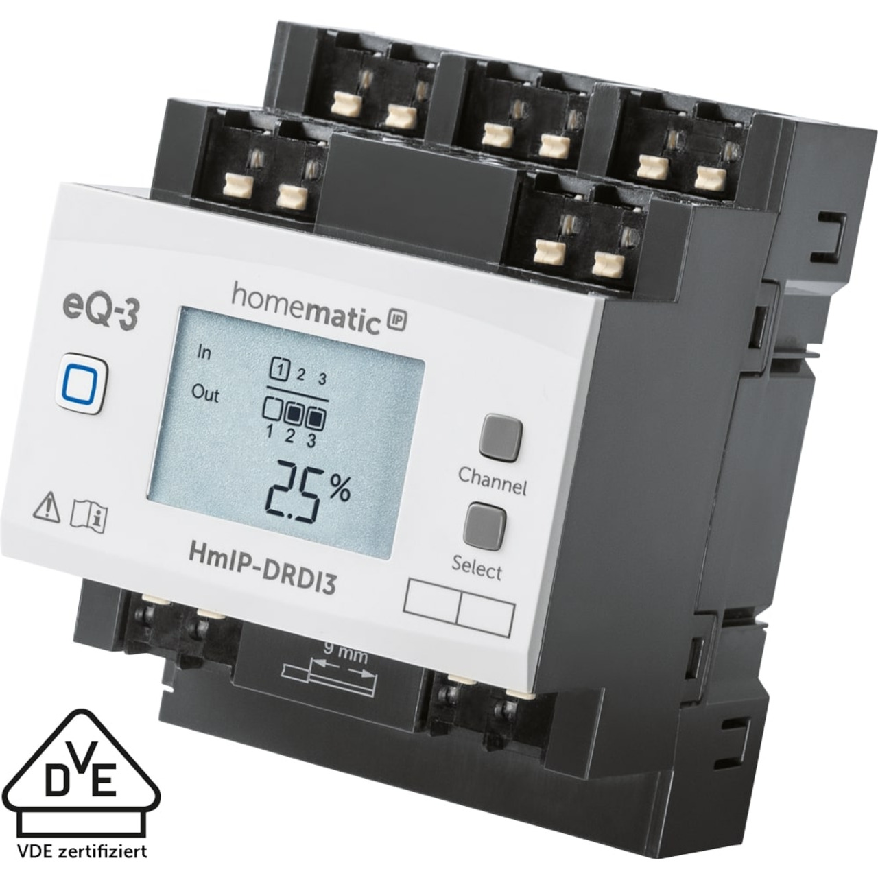Homematic IP Smart Home Funk-Dimmaktor fr Hutschienenmontage- HmIP-DRDI3- 3-fach