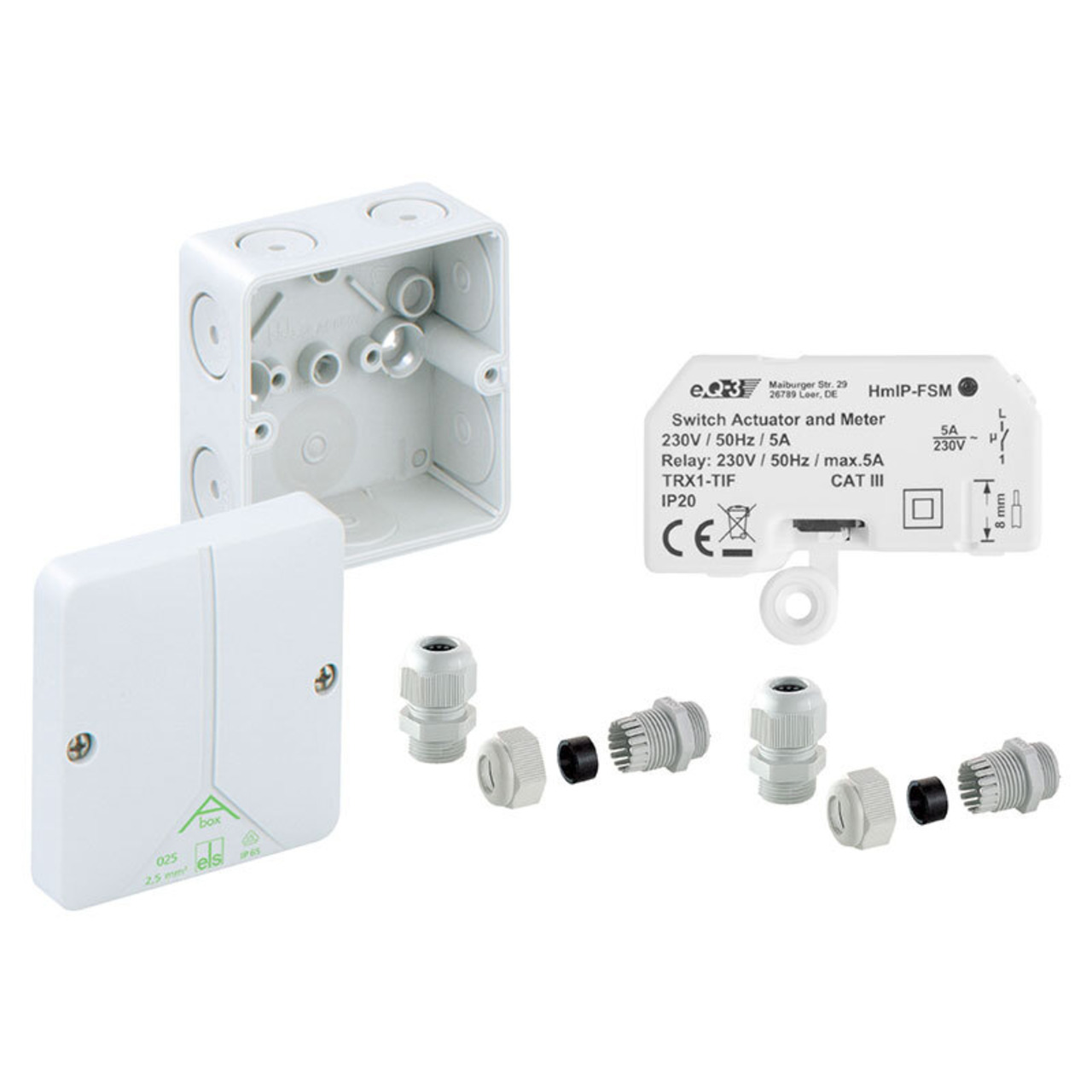 Homematic IP Smart Home Schalt-Mess-Aktor HmIP-FSM für den Aussenbereich inkl- Verteilerdose ABOX