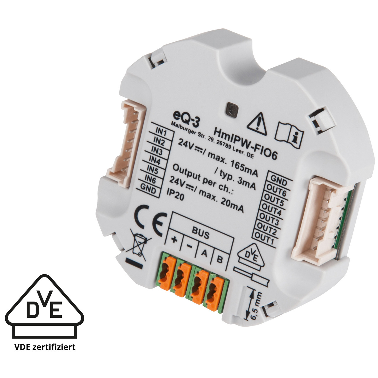 Homematic IP Wired Smart Home 6-fach-Unterputz-IO-Modul HmIPW-FIO6- VDE zertifiziert