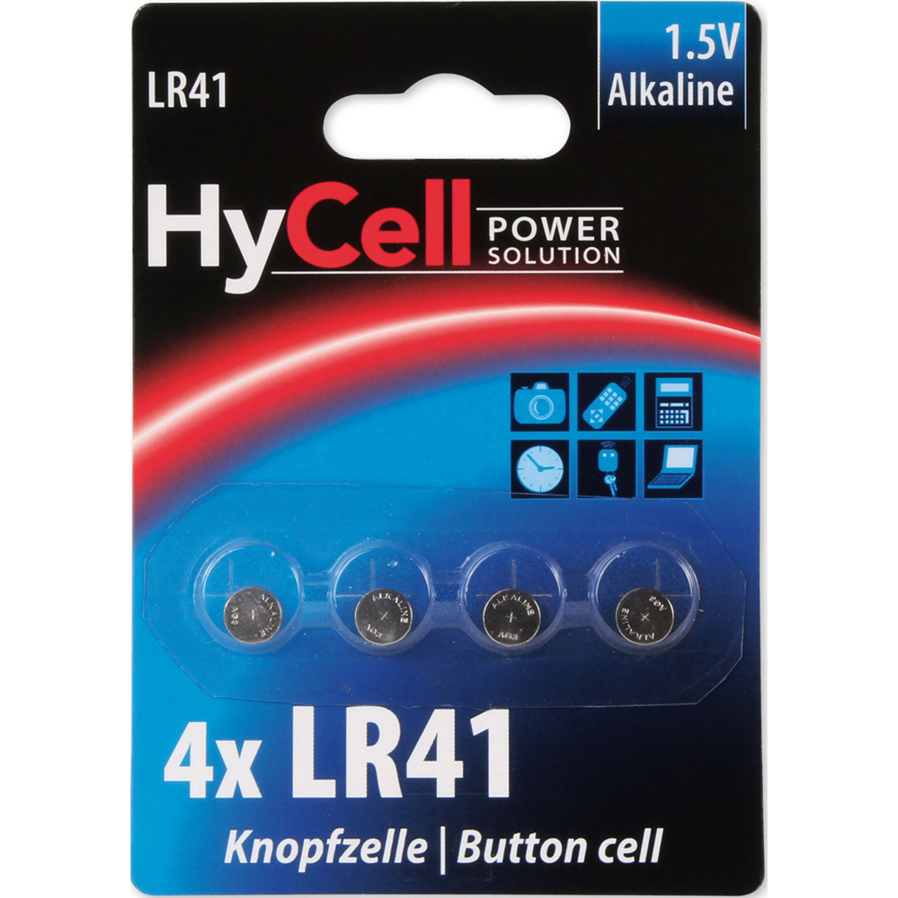 Hycell Alkaline-Knopfzelle LR 41- 1-5 V- 4er-Blister
