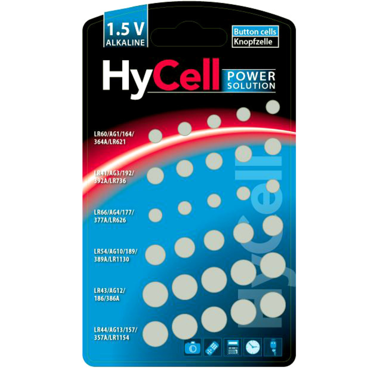 Hycell Alkaline-Knopfzellen-Set- 1-5 V- 30 Stück