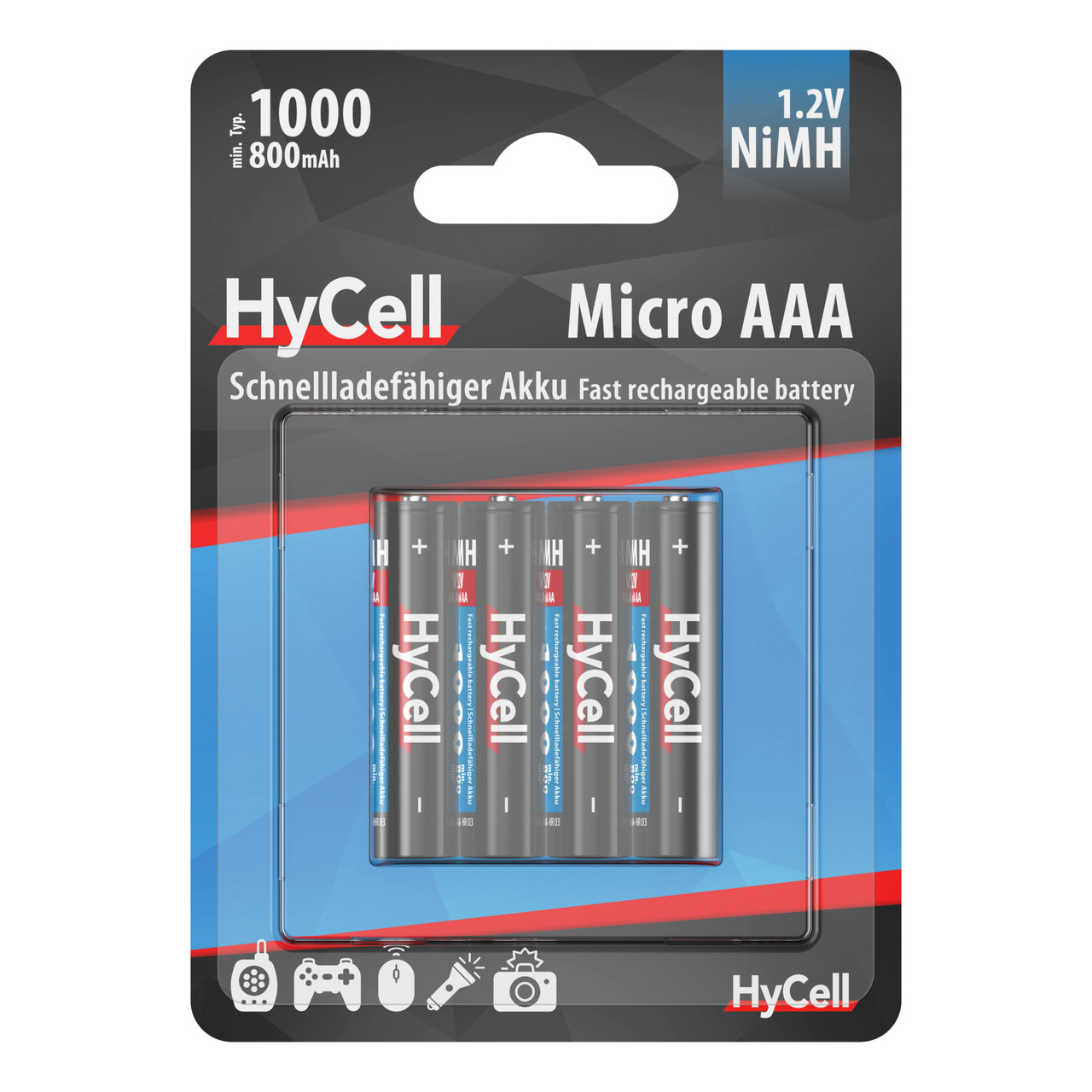 Hycell NiMH-Akku Micro AAA- Typ 1000- 4er-Blister