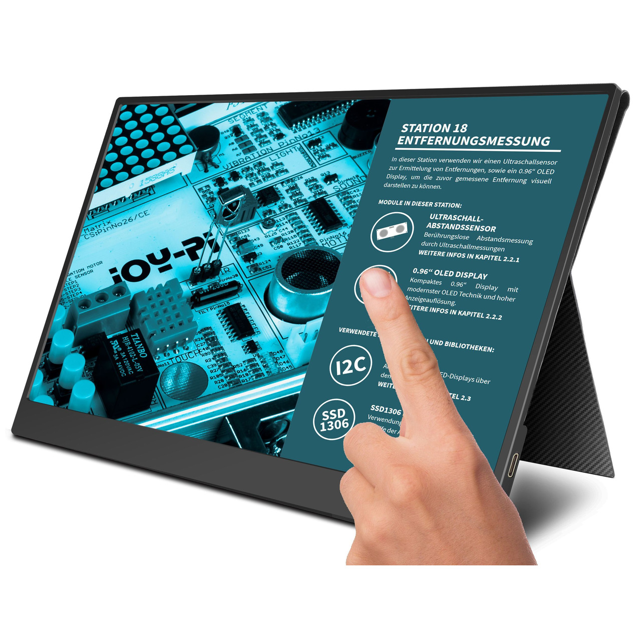 Joy-IT Tragbarer 13-3 Touchscreen-Monitor - Zweitmonitor JOY-VIEW- Smart Case Hülle
