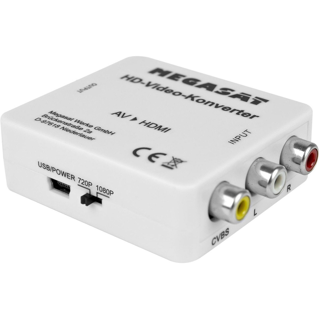 Megasat AV-zu-HDMI-Konverter- Plug und Play- HDMI 1-3- AV-HDMI-Adapter- 720p-1080p