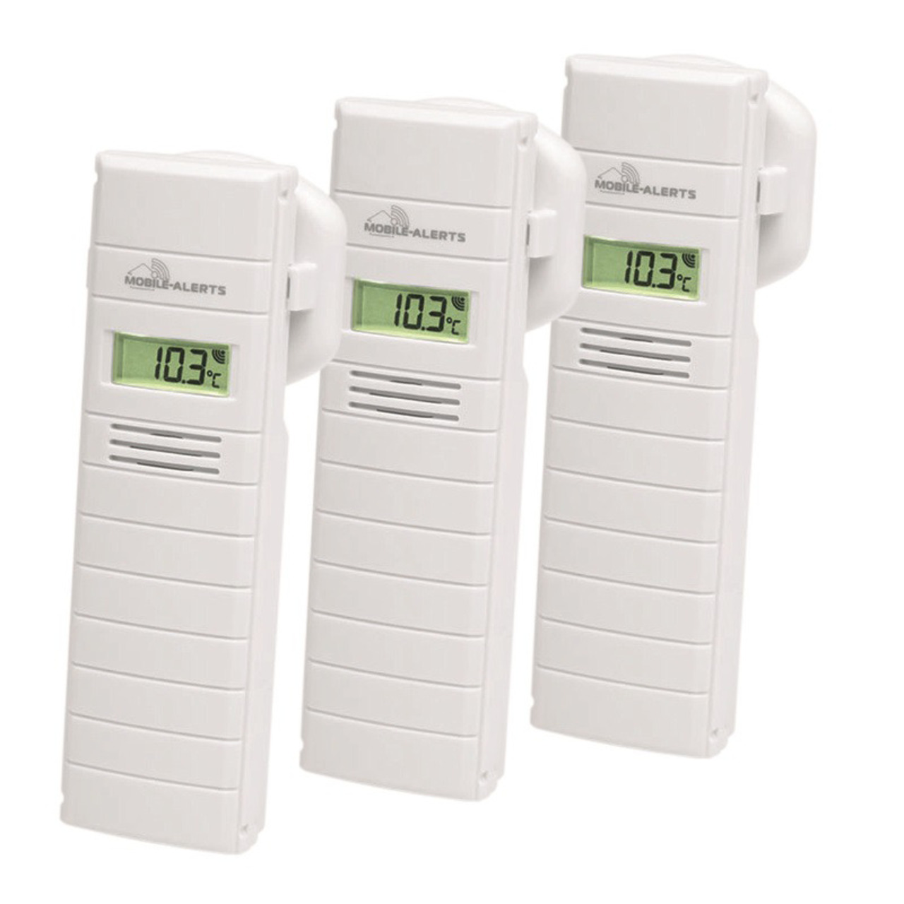 Mobile Alerts 3er Set Temperatur-Luftfeuchtigkeitssensor MA10200 mit LC-Display