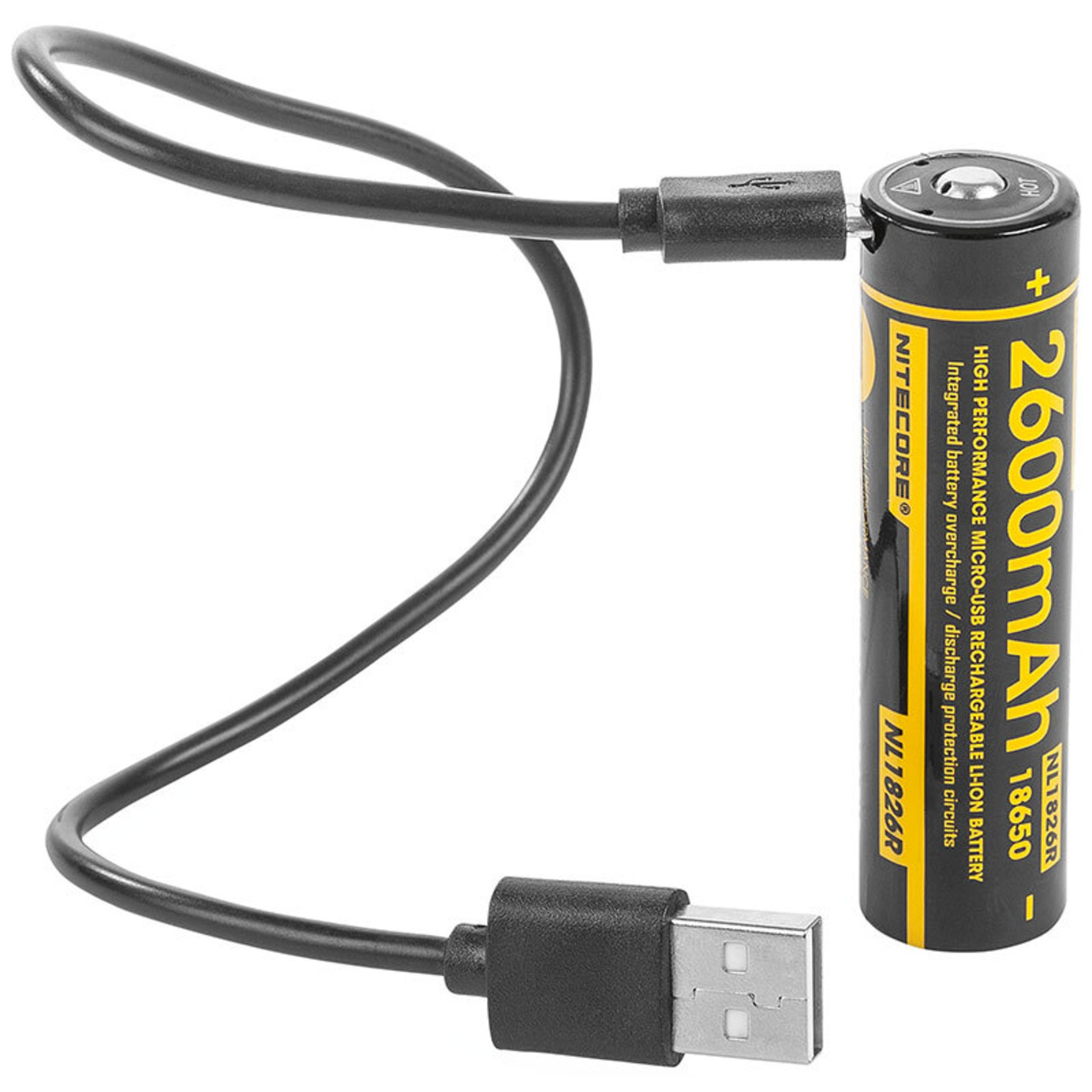 NiteCore Lithium Ion Akku 18650- 2600 mAh mit Micro-USB Ladeanschluss