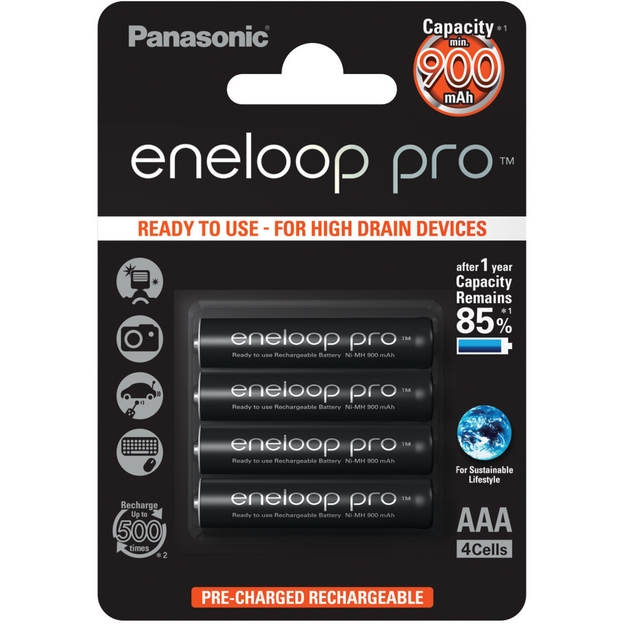 Panasonic eneloop 4er-Pack NiMH-Akkus- Micro 900 mAh