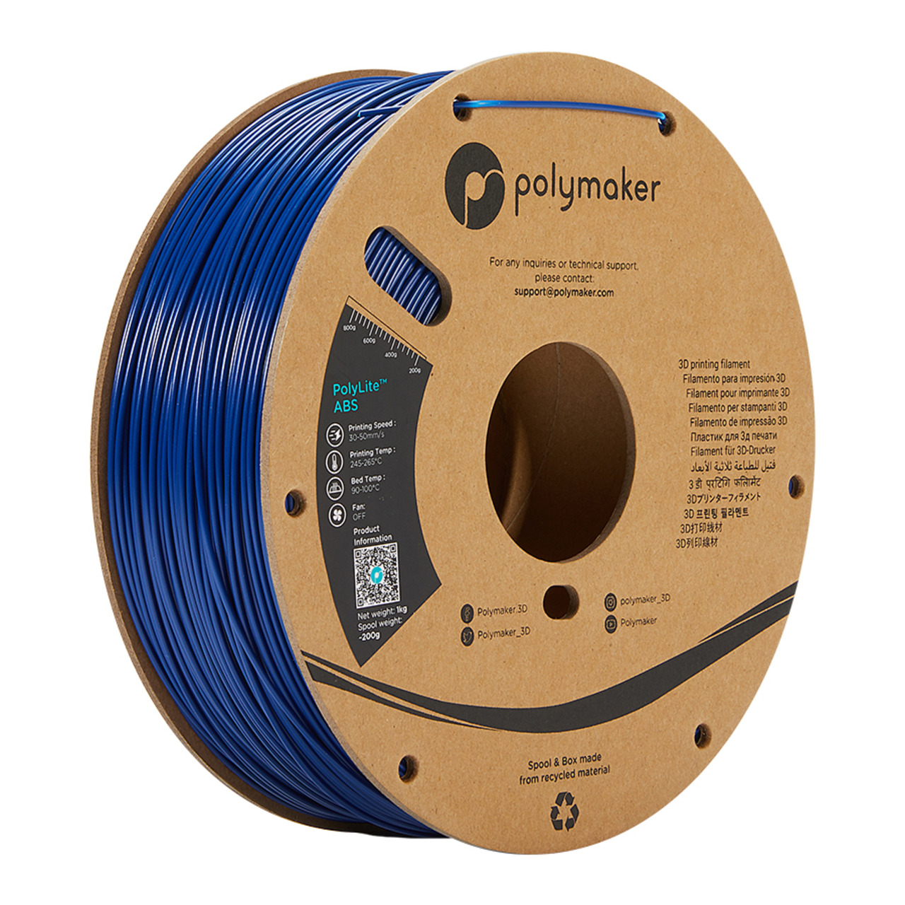 Polymaker ABS-Filament PolyLite- 1-75 mm- blau- 1 kg
