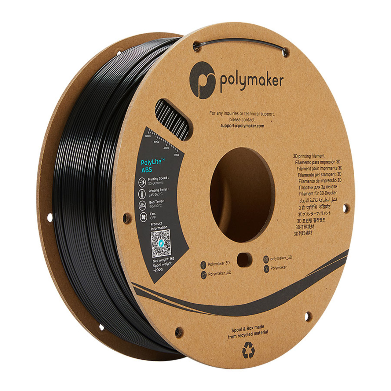 Polymaker ABS-Filament PolyLite- 1-75 mm- schwarz- 1 kg
