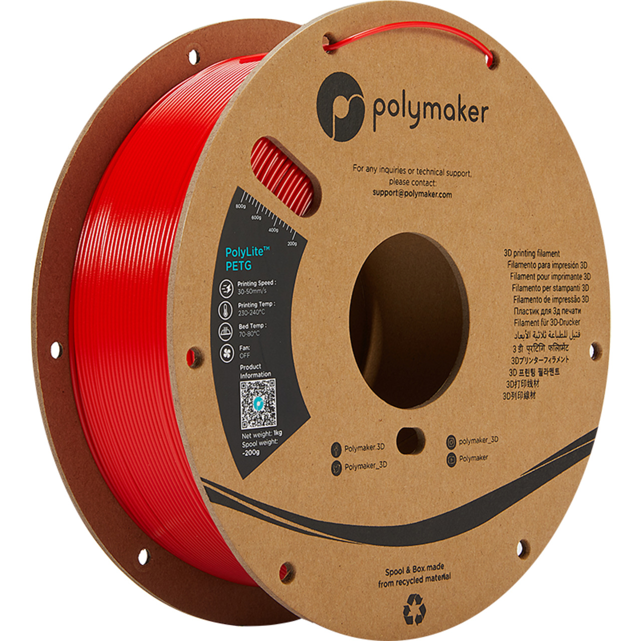 Polymaker PETG-Filament PolyLite- 1-75 mm- rot 1 kg