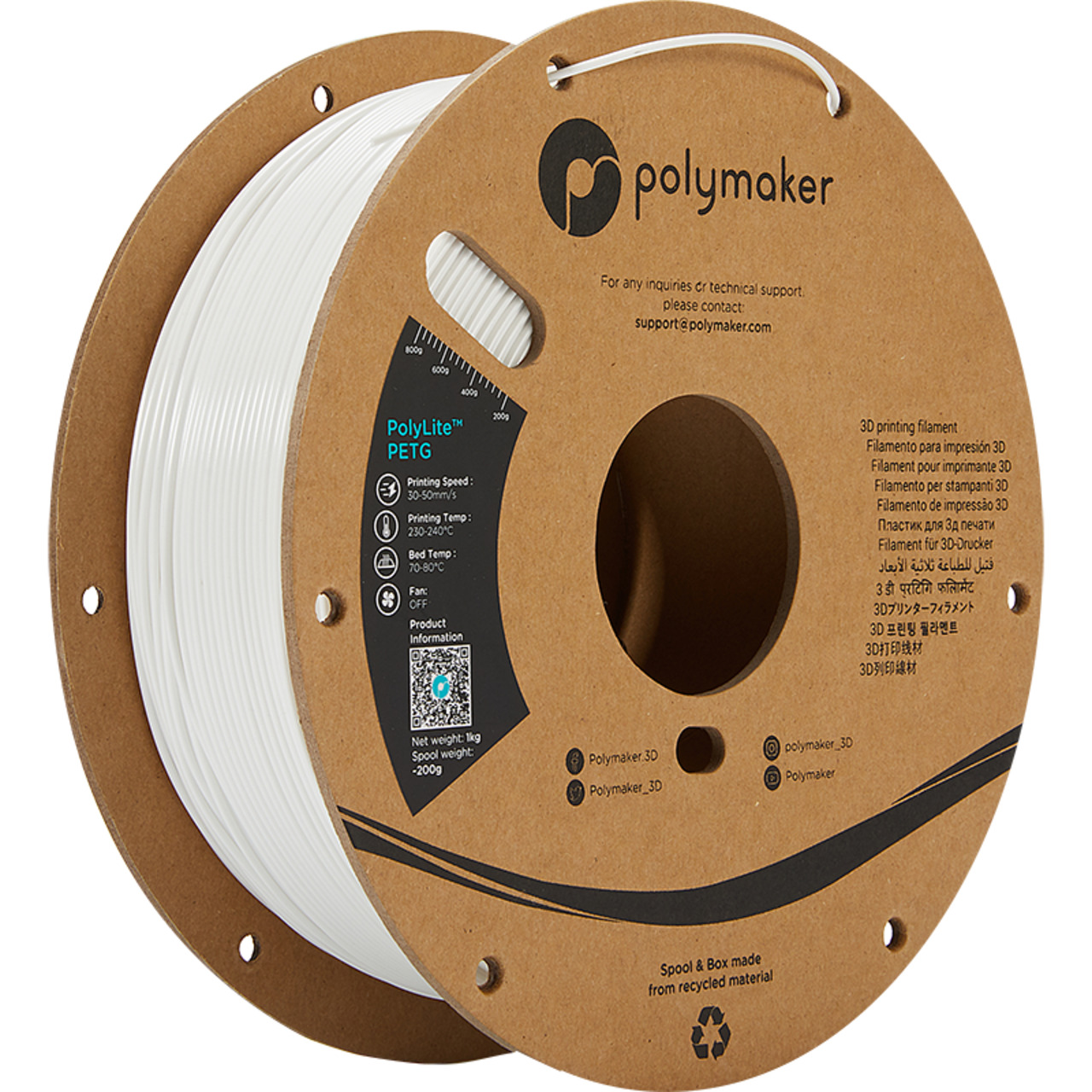 Polymaker PETG-Filament PolyLite- weiss- 1-75 mm- 1 kg unter PC-Hardware