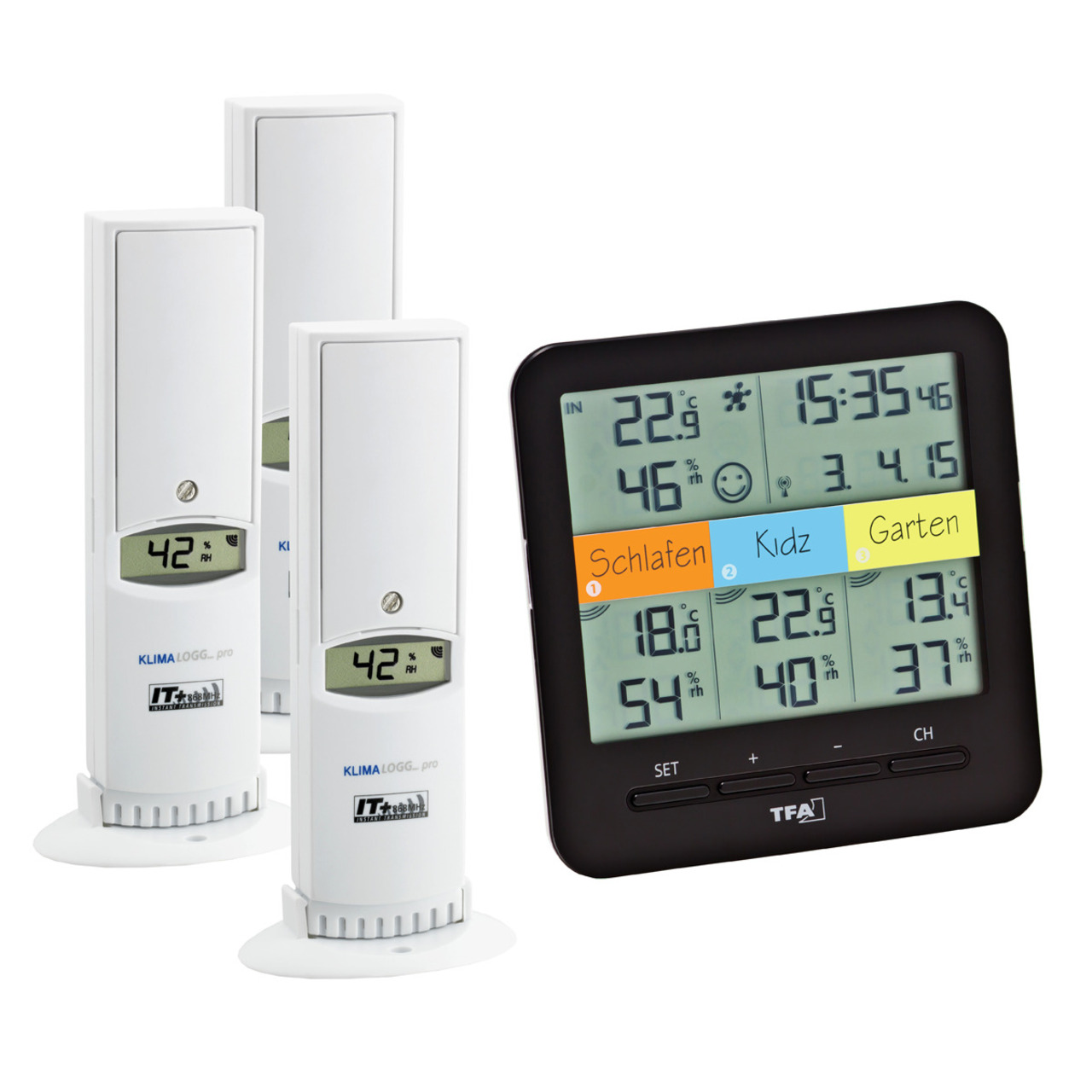 TFA 4-Zonen-Funk-Thermo-Hygrometer Klima-Home- inkl- 3 Aussensensoren