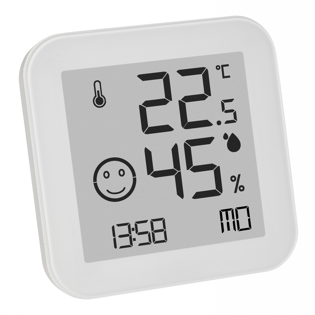 TFA Digitales Thermo-Hygrometer WHITE mit E-Paper-Display- Klimakomfortanzeige- weiss