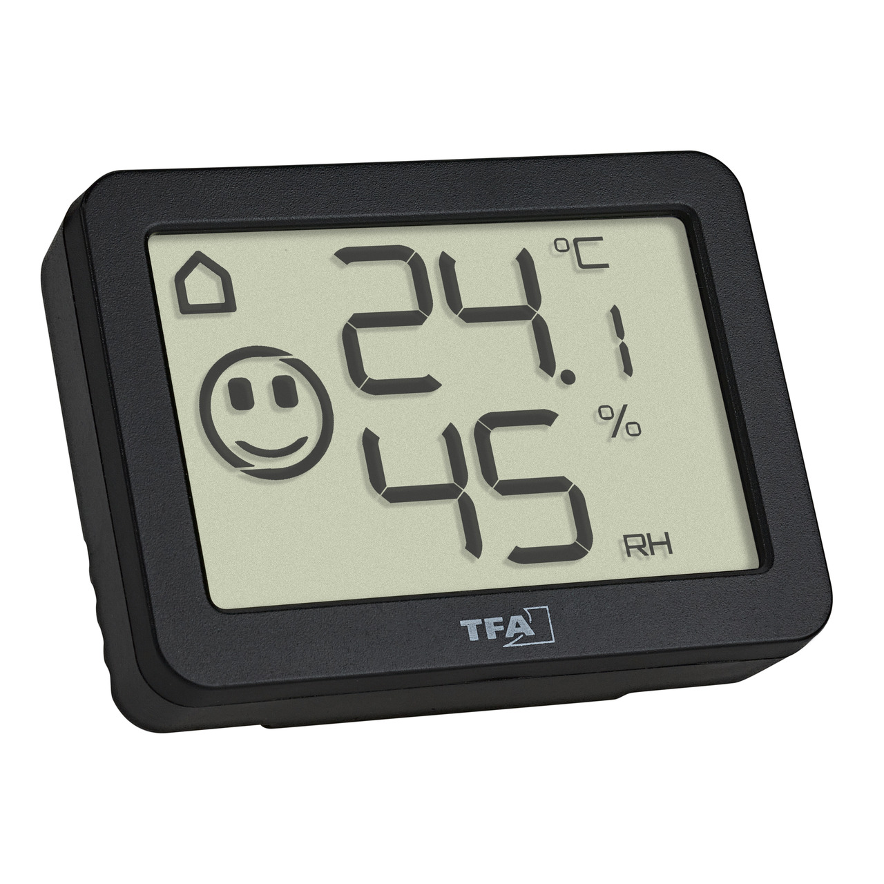 TFA Thermo-Hygrometer mit Smiley-Klimakomfortanzeige- Raumtemperatur- Luftfeuchte (rH)- schwarz unter Klima - Wetter - Umwelt