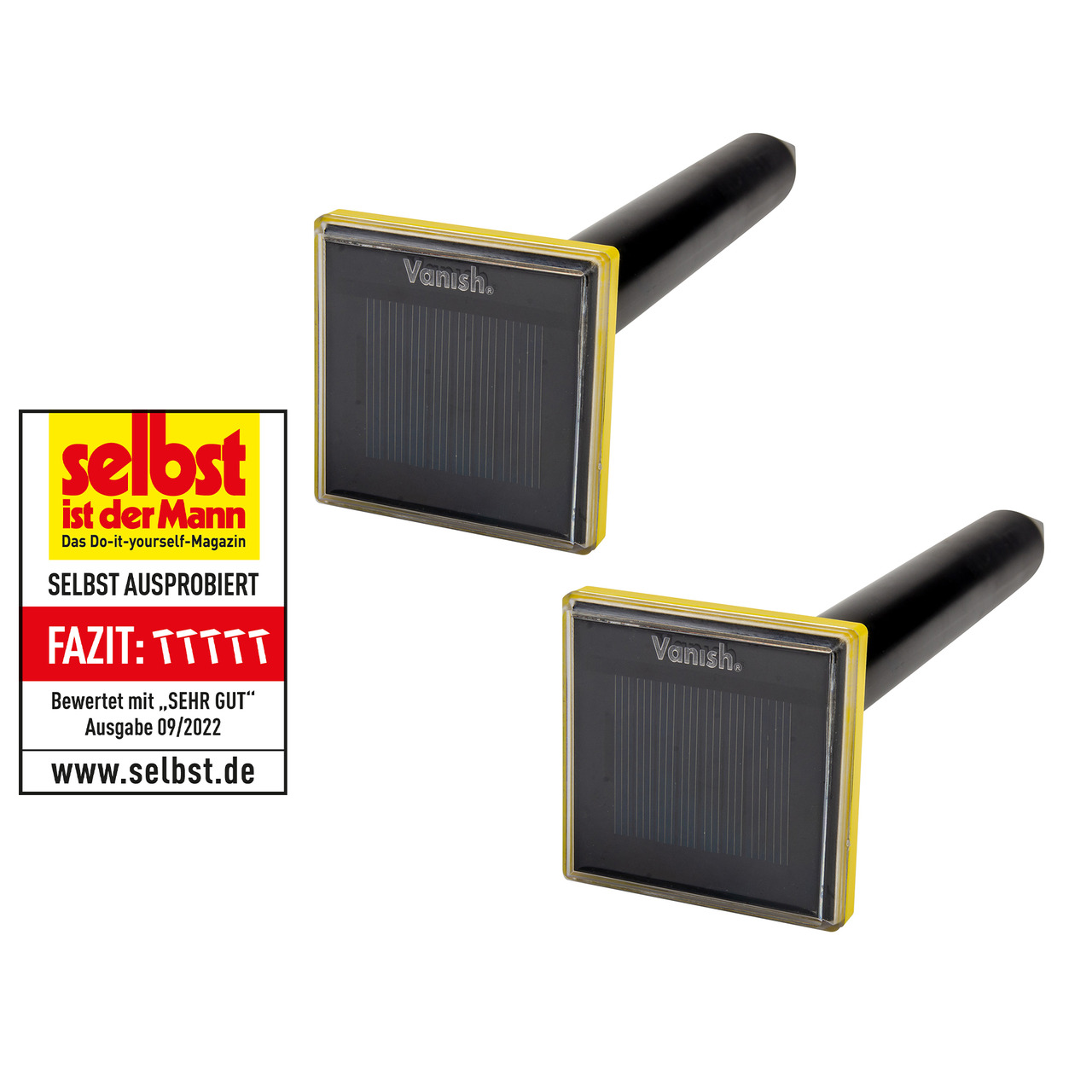 Vanish 2er-Spar-Set Solar-Maulwurfvertreiber MVT-2- Schallimpuls- Solarbetrieb- IP65 unter Freizeit- und Outdoortechnik