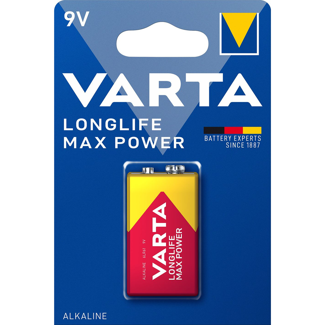 VARTA 9V-Blockbatterie LONGLIFE Max Power- E-Block- 6LR61